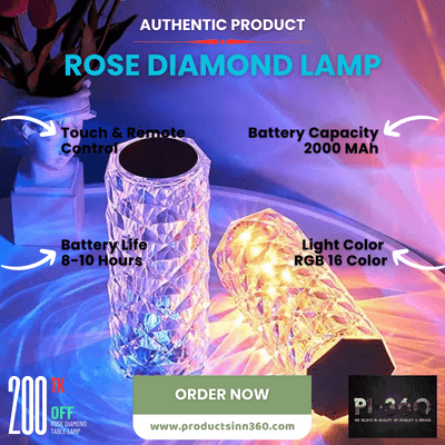 Rose Diamond Crystal Table Lamp 16 Colors RGB Touch & Remote Control_img_1