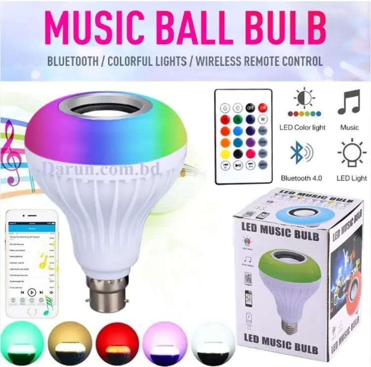 Multicolor LED Music Bulb with Bluetooth Speaker
