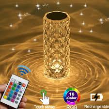 Rose Diamond Crystal Table Lamp 16 Colors RGB Touch & Remote Control_img_3