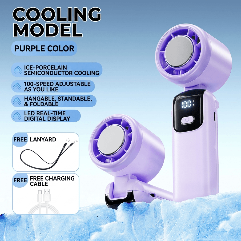 Refrigeration Ice Cooling Handheld High-speed Folding & Hanging Turbo Fan