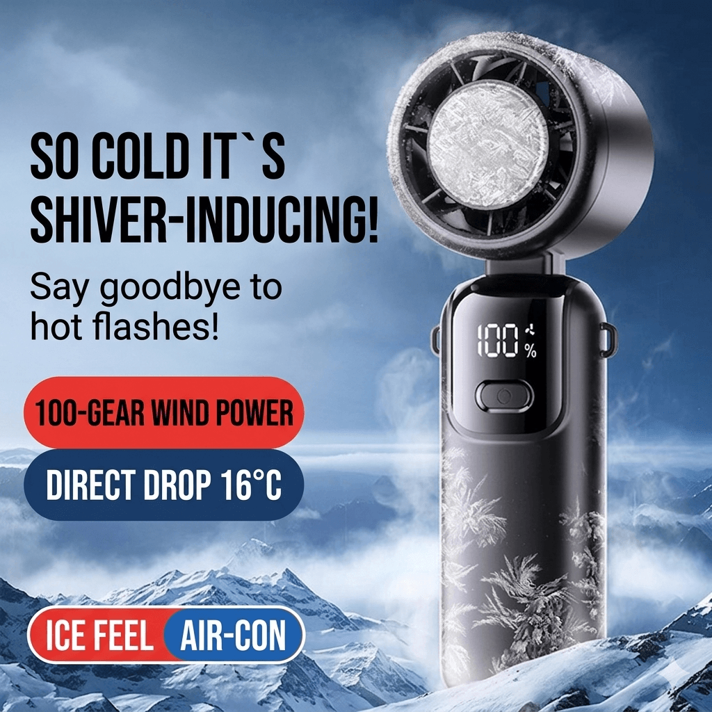 Refrigeration Ice Cooling Handheld High-speed Folding & Hanging Turbo Fan