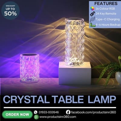 Rose Diamond Crystal Table Lamp 16 Colors RGB Touch & Remote Control_img_0