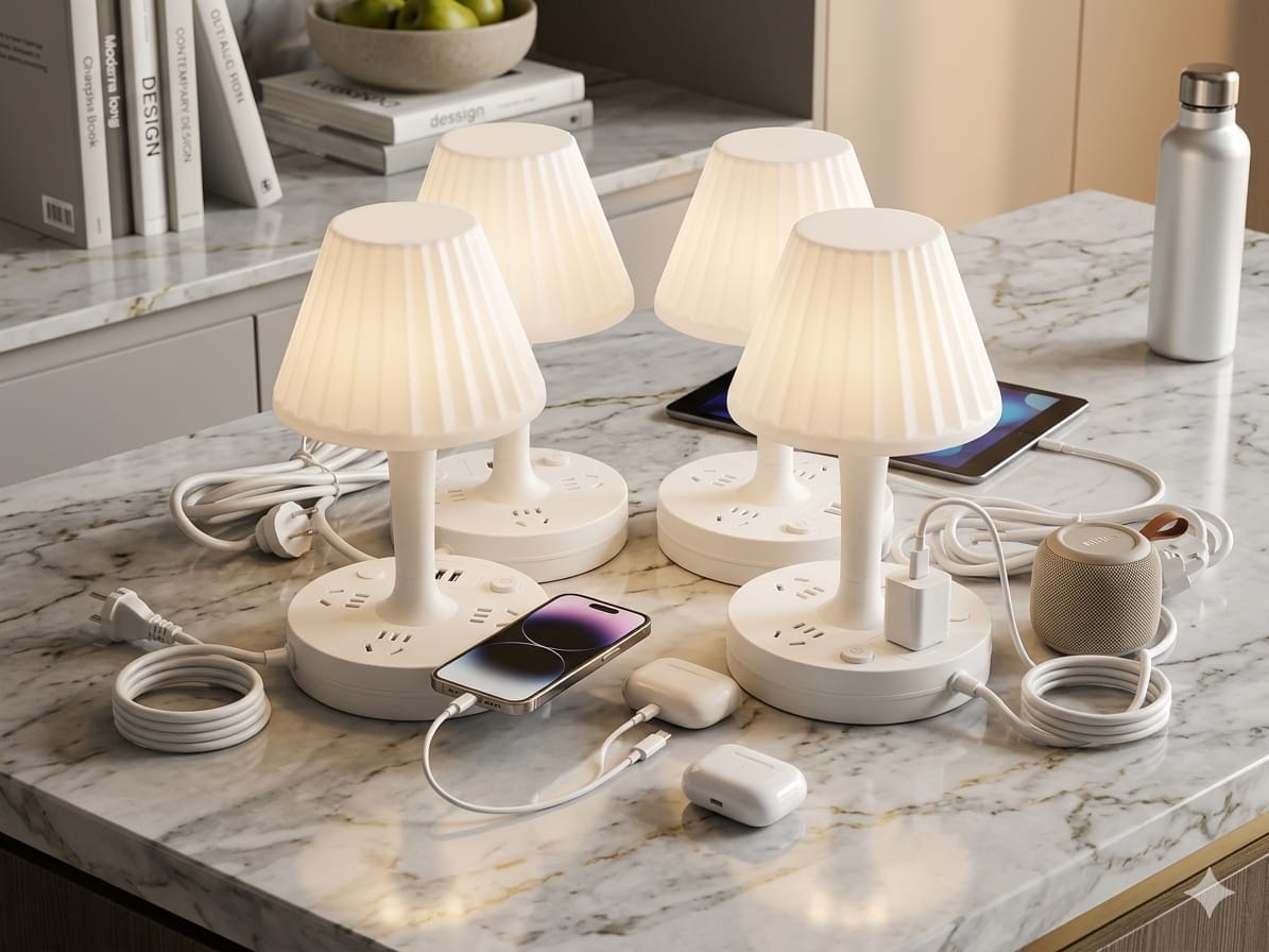 Multifunctional LED Lamp with USB Port and DC Sockets